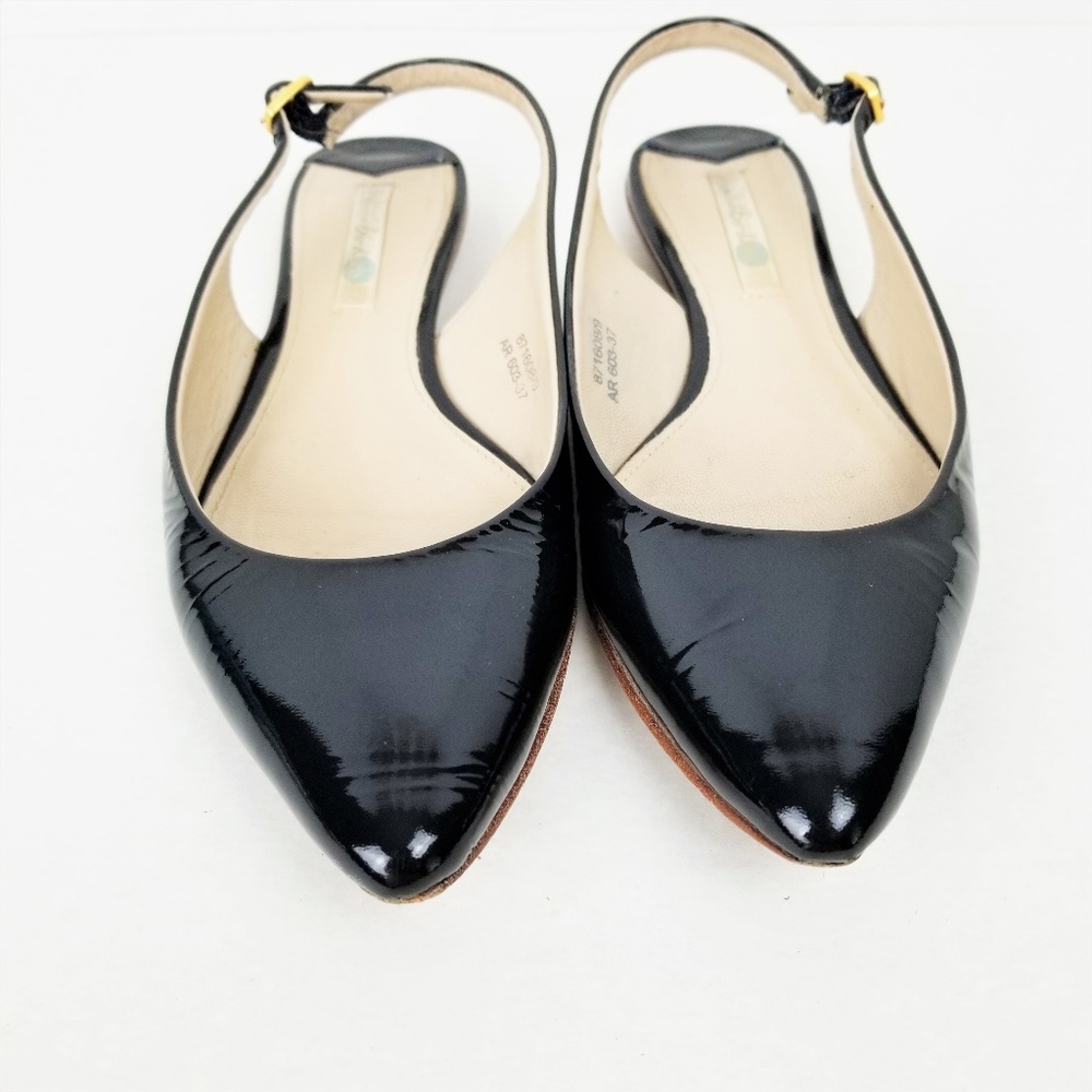 Boden Flat Sling backs size 7 Black Patent Leather
